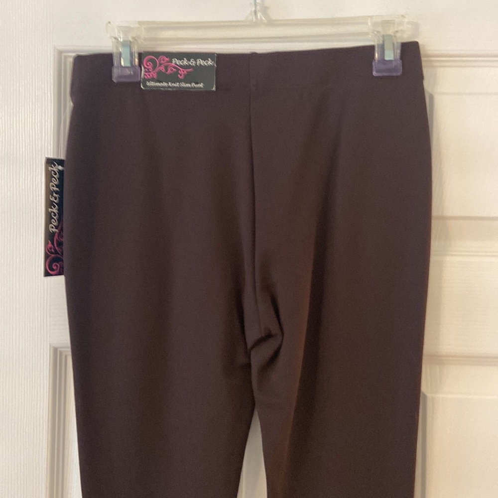 Peck & Peck Ultimate Knit Slim Pant size 4 color brown brand new inseam 28” - Picture 3 of 8